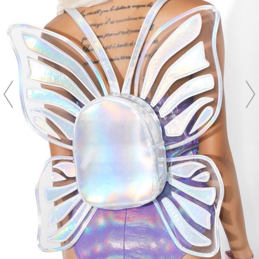 Holographic Mini backpack with wings